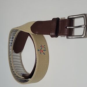 Reel Point Shelter Island Brown & Tan Belt SZ 38 SOLID BRASS BUCKLE